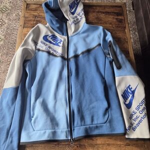 Nike Tech Blue and Gray Zip-Up Hoodie